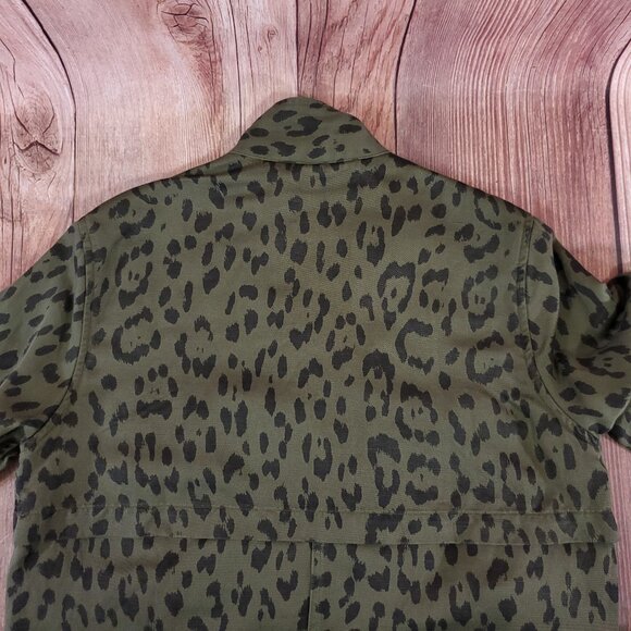 Rails Womens XS Collins Green Leopard Utility Military Jacket Linen Blend Safari - Picture 10 of 16